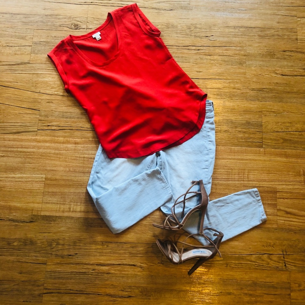 Blue/White Stripe Skinny Crops